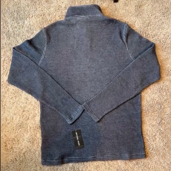 Michael Kors Mens Gray Long Sleeve 1/4 Zip Button Pullover Sweater Size M - NEW - Picture 5 of 5